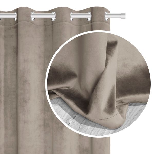 Zasłona gotowa na przelotkach VELVET SOFT 140x250 welurowa c.beżowa zdjęcie 1