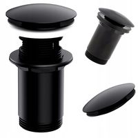 KOREK KLIK-KLAK METALOWY DO UMYWALKI Z PRZELEWEM CZARNY MAT OMNIRES