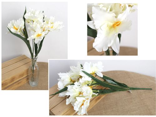 bukiet 2szt  IRYS wys. 50 cm 5 łodyg (kwiat 12 x 6 cm) ŚMIETANOWY MD-024A na Arena.pl