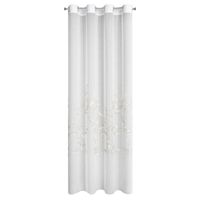 Firana Estella 140x250 cm biała z listkami na przelotkach lekka