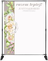 TŁO ścianka FOTO na wesele BIAŁE RÓŻE z imionami