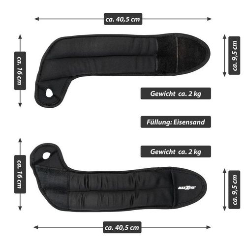 MAXXIVA Komplet kajdanek obciążających na dłonie, 2 x 2 kg, na Arena.pl