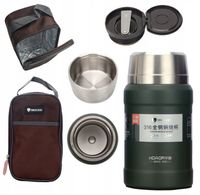 TERMOS TURYSTYCZNY OBIADOWY NA ZUPĘ ŻYWNOŚĆ STAL 316 TERMICZNY ETUI + ŁYŻKA