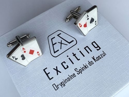Spinki do mankietów EXC Poker Karty do Gry Kareta 4 Asy 2 Pary dla Szulera na Arena.pl