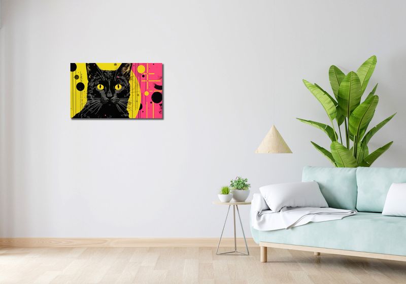 Obraz 70x40cm Neonowy Kocur zdjęcie 2