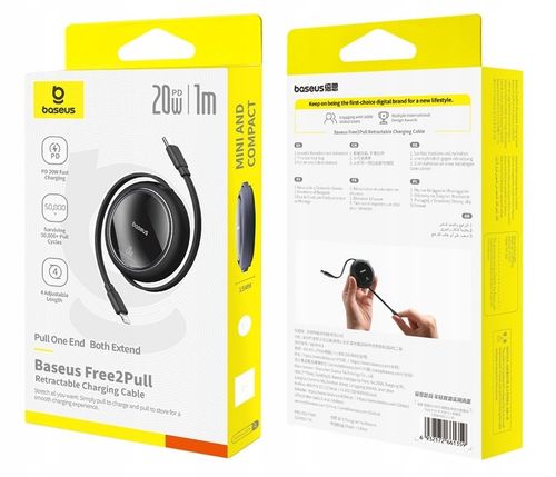 Kabel USB Baseus Free2Pull Retractable Cable C to iP 20W 1m Black na Arena.pl
