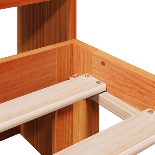 Łóżko z regałem, bez materaca, woskowy brąz, 75x190 cm, sosnowe na Arena.pl