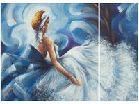 70X50CM BŁĘKITNA DAMA DWÓJ OBRAZ NIESYMETRYCZNY