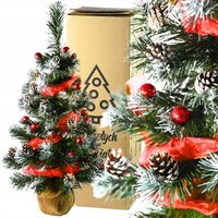 CHOINKA SZTUCZNA OŚNIEŻONA 65 CM JUTA BOMBKI DRZEWKO ŚWIĄTECZNE Z OZDOBAMI