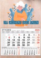 KALENDARZ 2025 jednodzielny DREWNIANY prezent dla babci twój napis + imię