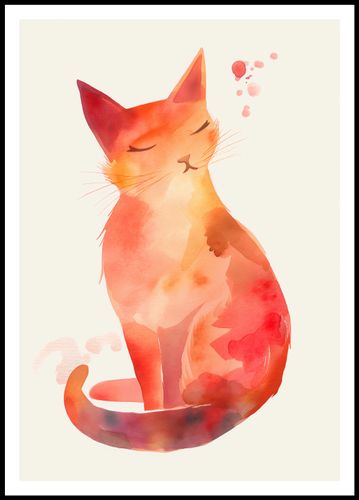 Plakat 68x98cm Akwarelowy Kot na Arena.pl