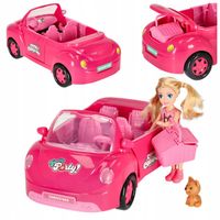 ZESTAW DLA DZIEWCZYNKI SAMOCHÓD AUTO LALKA Z PIESKIEM KABRIOLET RÓŻOWY 4 EL
