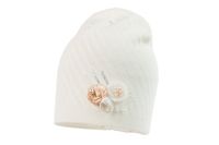 Jamiks LAJKA czapka kwiat dla dziewczynki ecru 50-52