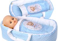 Nosidełko BOBO dla lalki do 45 cm błękitne w groszki z misiem