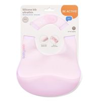 BABYONO Silikonowy ultracienki lekki śliniak dla dzieci różowy