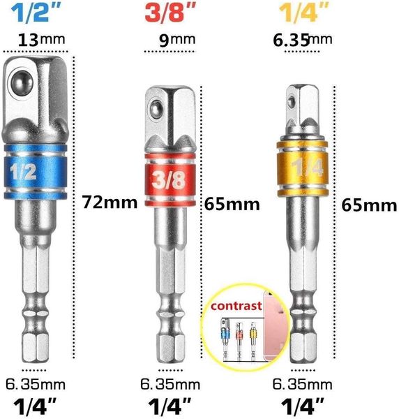 Adapter do kluczy nasadowych Guyiste 3szt zdjęcie 2