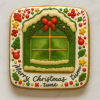 CIASTKO LUKROWANE ŚWIĄTECZNE OKNO KWADR ROZ.S RĘCZNIE ROBIONE