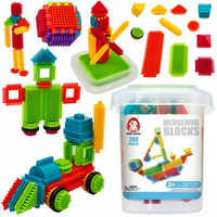 Klocki Konstrukcyjne W Wiaderku, Wafle, Jeżyki, Grzebyki 200 elementów