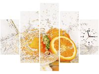 105CM 150CM ZEGAR 5 ELEM POMARAŃCZA WODZIE DRUK OBRAZ