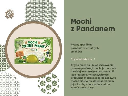 Mochi japońskie ciastka z nadzieniem o smaku z pandanu w kokosie coconut 180g na Arena.pl