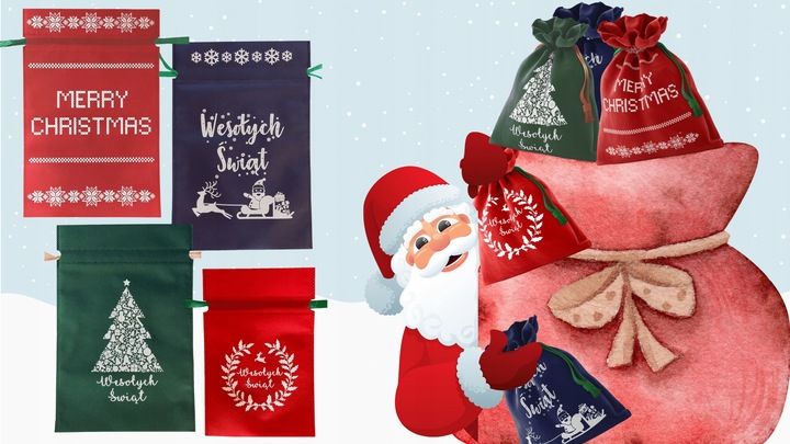 Torba worek torebka prezenty prezent prezentowy świąteczny Święta 30X45 4pc zdjęcie 7