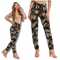 Spodnie Damskie Luźne Prosta Nogawka Zwiewne Na Lato Wzorzyste MORAJ S/M