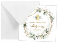 ZAPROSZENIA NA KOMUNIĘ na przyjęcie EUKALIPTUS + imię dziecka + koperta