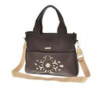 Laura Biaggi - torebka shopper kwiatek brązowy czekolada jasny beż L325053