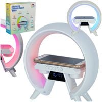 Lampka Nocna Led Gamingowa Rgb Głośnik Ładowarka Indukcyjna Radio Budzik