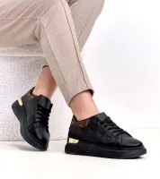 Czarne Sneakersy Zdobione Tłoczeniem Peyton 39