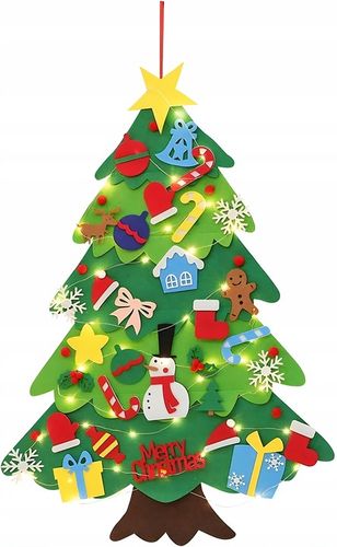 CHOINKA Z FILCU FILCOWA LED ZABAWKA DLA DZIECI DEKORACJE ŚWIĄTECZNE ŚWIĘTA na Arena.pl