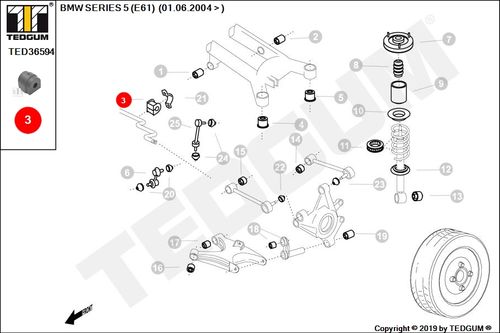 BMW 5 E61 GUMA STABILIZATORA TYL 04-10 na Arena.pl