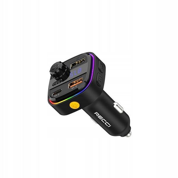 TRANSMITER SAMOCHODOWY FM BLUETOOTH LED USB i USB-C QC 3.1A RECCI zdjęcie 4