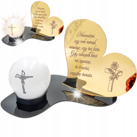 Znicz LED STATUETKA Złota NA CMENTARZ GRÓB DUŻA wieczna lampka nagrobna