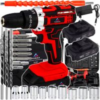 MOCNA WIERTARKO WKRĘTARKA AKUMULATOROWA +2x5Ah 36V NASADKI BITY LED WALIZKA