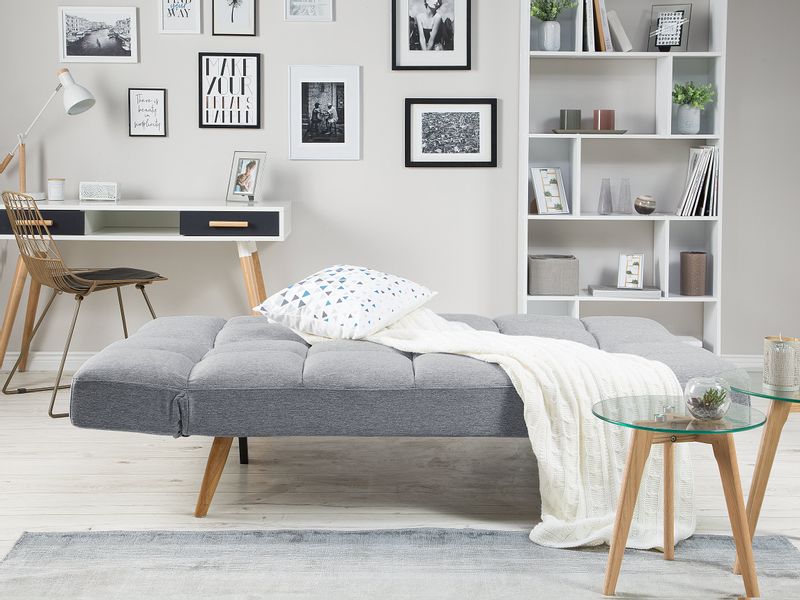 Sofa rozkładana jasnoszara INGARO zdjęcie 3