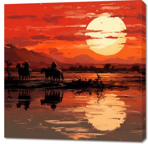 Obraz 90x90cm Zachód Słońca na Prerii zdjęcie 1