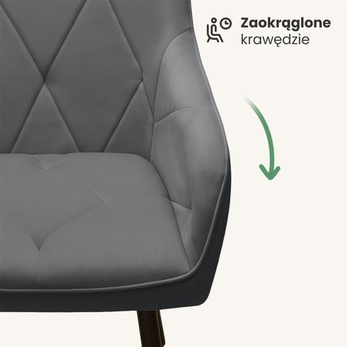 2x Krzesło welurowe tapicerowane do salonu DIAMANTE Ciemny Grafit Czarne na Arena.pl