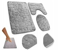 DYWANIKI DO ŁAZIENKI ZESTAW 3 SZT ŁAZIENKOWE ANTYPOŚLIZGOWE CHŁONNE TOALETA