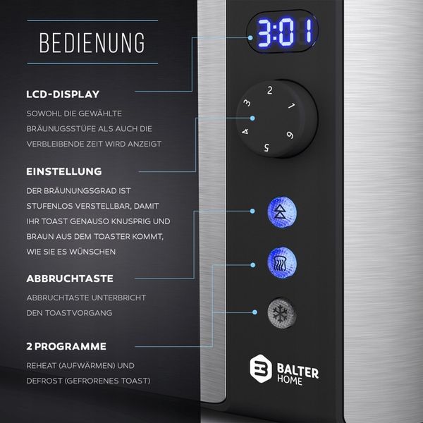 TOSTER OPIEKACZ BALTER 4 TOSTY 1500 W ROZMRAŻANIE SREBNY INOX zdjęcie 3