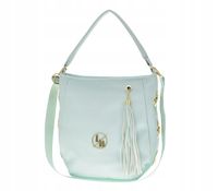 Laura Biaggi - torebka worek nity chwost niebieski aqua groszek mat KB180