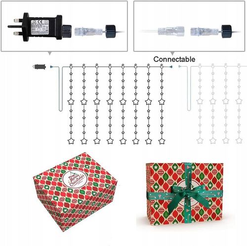 Kurtyny gwiazdowe 144 Łańcuchy świetlne LED na okno z zdalnym timerem na Arena.pl