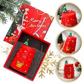 kubek świąteczny - zestaw z silikonową pokrywką i rurką 400ml, czerwony