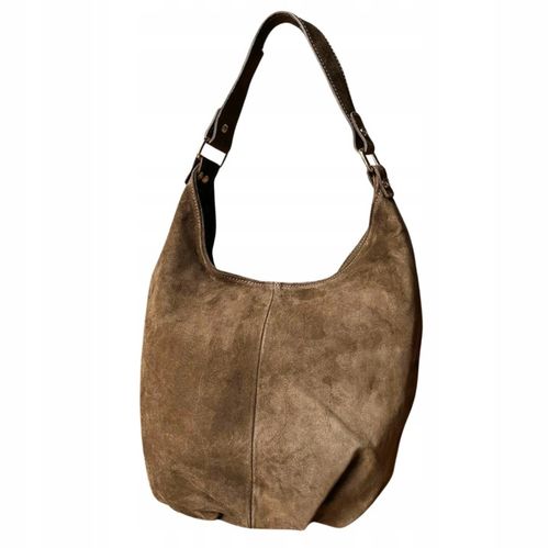 TAUPE ZAMSZOWA TOREBKA WOREK CAPPUCCINO TOREBKA ZAMSZ NATURALNY FANGO ZAMEK na Arena.pl