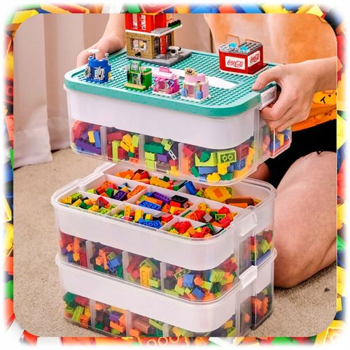 POJEMNIK na Klocki LEGO 4-PIĘTROWY WARSTWOWY ORGANIZER z Przegródkami 24 L na Arena.pl