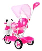 3-Kołowy Rowerek Dla Dzieci Panda Różowy + Dźwięki + Daszek + Barierka +