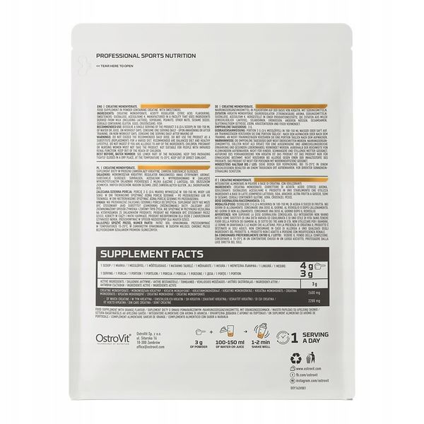 OstroVit Creatine Monohydrate 300 g KREATYNA zdjęcie 2
