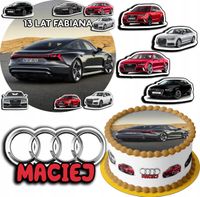 ZESTAW OPŁATEK NA TORT 30CM + 17 POSTACI - AUDI AUTO + IMIĘ 24CM 26CM