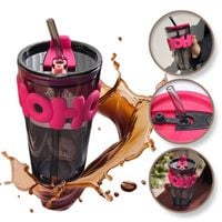 kubek z kolorowego szkła na kawę herbatę ze słomką i zamknięciem 400 ml