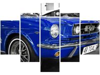 70 100CM OBRAZ 5 ELEM NIEBIESKI MUSTANG DRUK PŁÓTNO